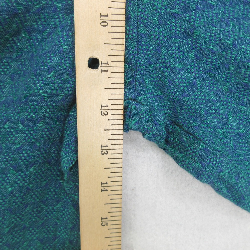 FLAX Womens Linen Pants Size Small Blue Green Jacquard Tapered - Picture 6 of 13